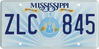 MS license plate ZLC845