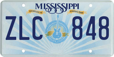 MS license plate ZLC848
