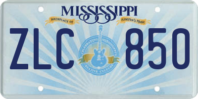 MS license plate ZLC850
