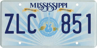 MS license plate ZLC851