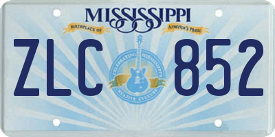 MS license plate ZLC852