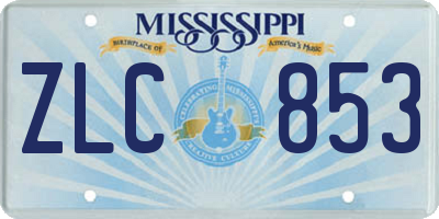 MS license plate ZLC853