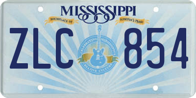 MS license plate ZLC854