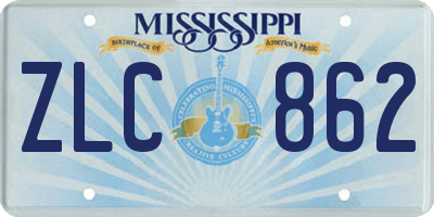 MS license plate ZLC862