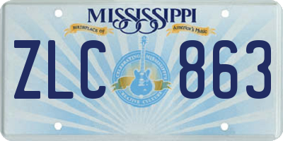 MS license plate ZLC863