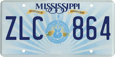MS license plate ZLC864