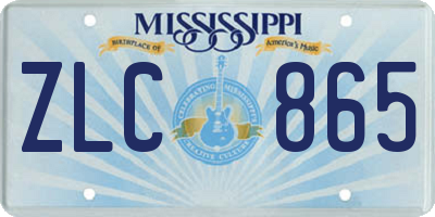 MS license plate ZLC865