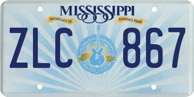 MS license plate ZLC867