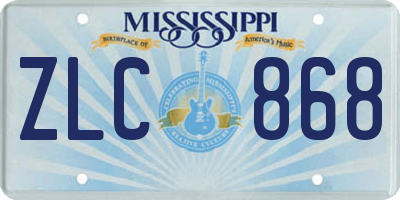 MS license plate ZLC868