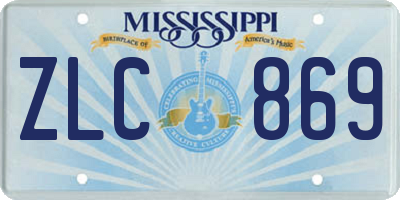 MS license plate ZLC869