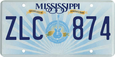 MS license plate ZLC874