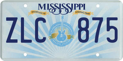MS license plate ZLC875