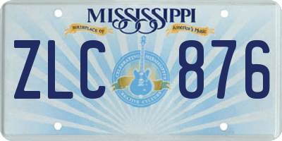 MS license plate ZLC876