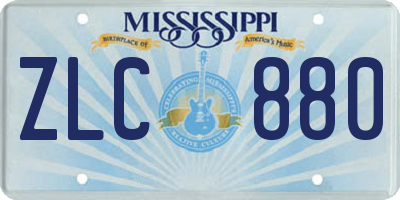 MS license plate ZLC880