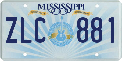 MS license plate ZLC881