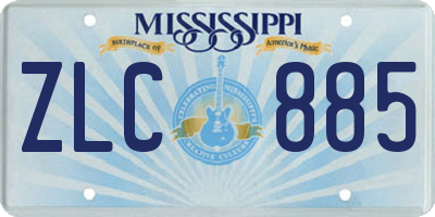 MS license plate ZLC885