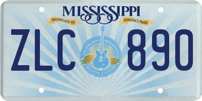 MS license plate ZLC890