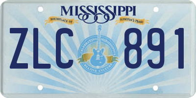 MS license plate ZLC891