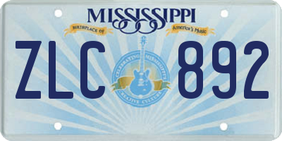 MS license plate ZLC892