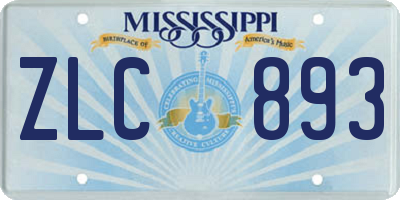 MS license plate ZLC893