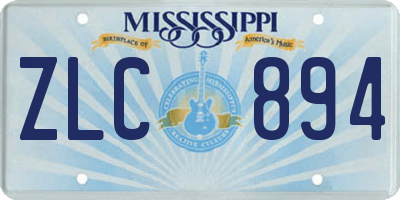 MS license plate ZLC894