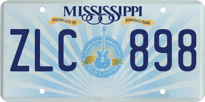 MS license plate ZLC898