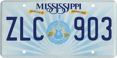 MS license plate ZLC903
