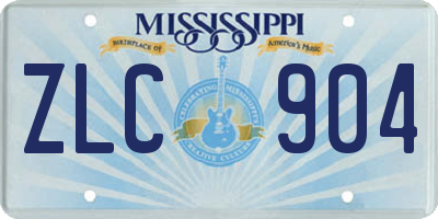 MS license plate ZLC904