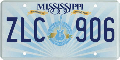 MS license plate ZLC906