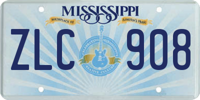 MS license plate ZLC908