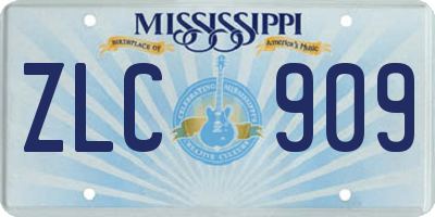 MS license plate ZLC909