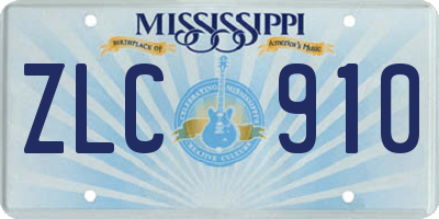 MS license plate ZLC910