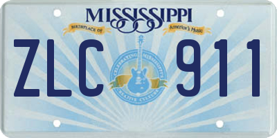 MS license plate ZLC911