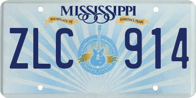 MS license plate ZLC914