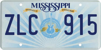 MS license plate ZLC915