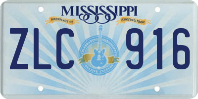 MS license plate ZLC916