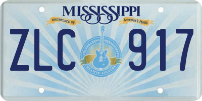 MS license plate ZLC917