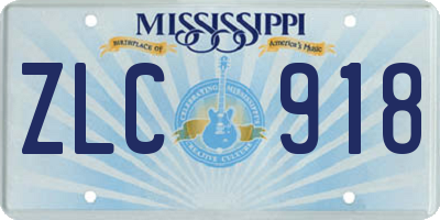 MS license plate ZLC918