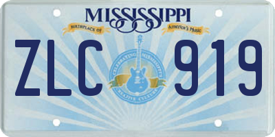 MS license plate ZLC919