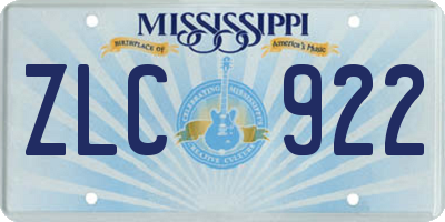 MS license plate ZLC922