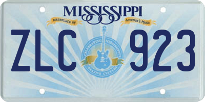 MS license plate ZLC923
