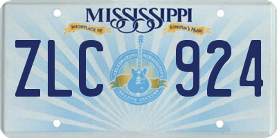 MS license plate ZLC924