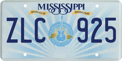 MS license plate ZLC925
