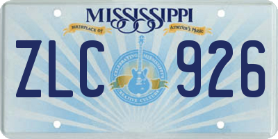 MS license plate ZLC926