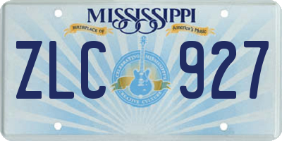 MS license plate ZLC927