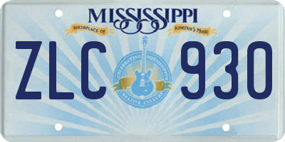 MS license plate ZLC930