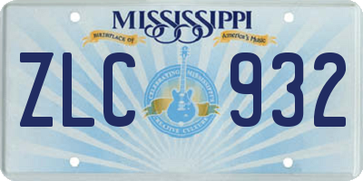 MS license plate ZLC932