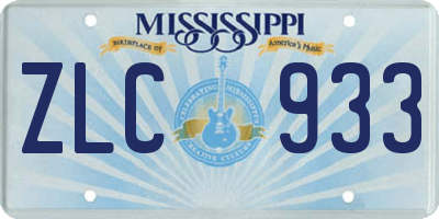 MS license plate ZLC933