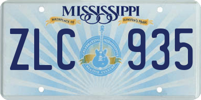 MS license plate ZLC935