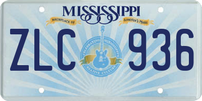 MS license plate ZLC936